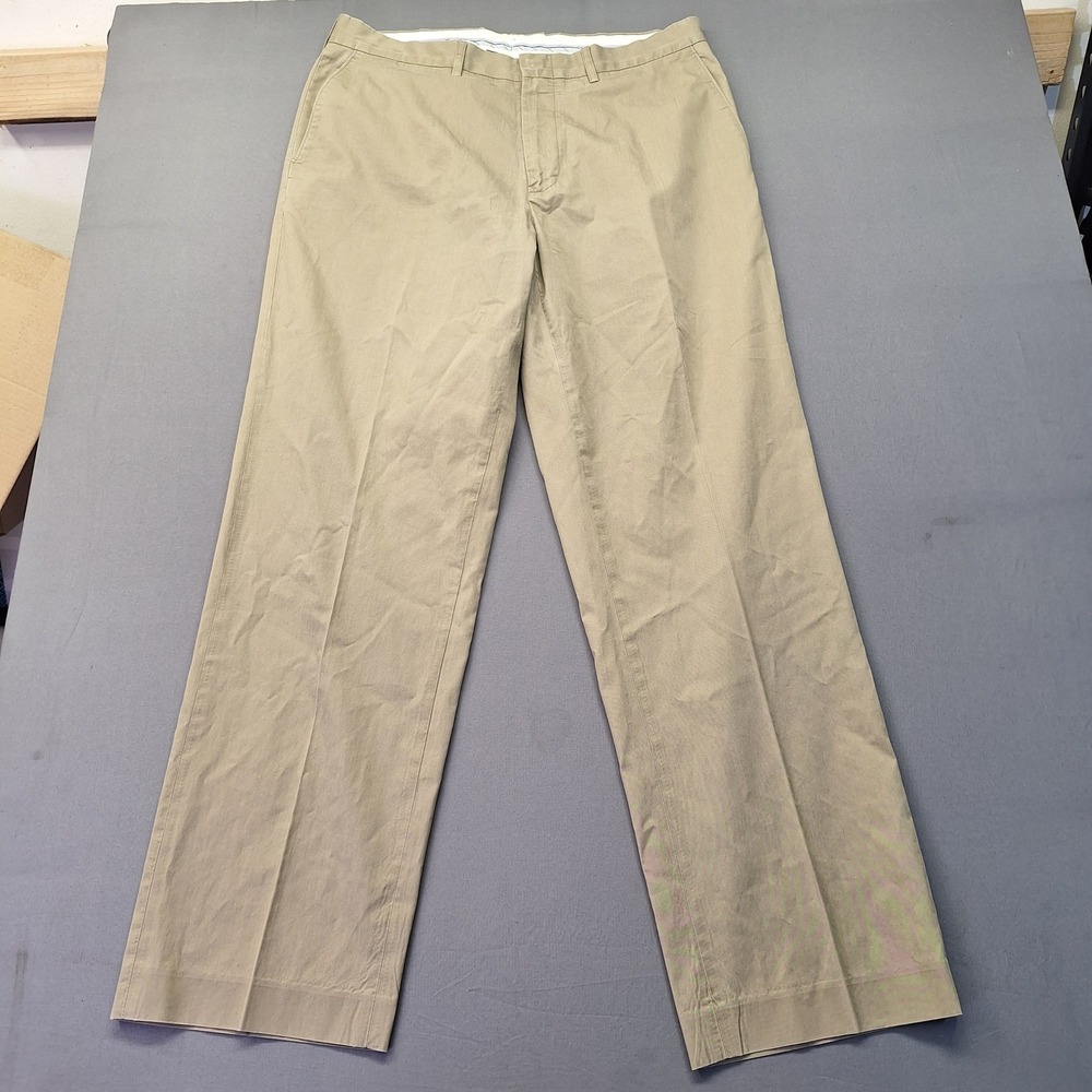 Polo Ralph Lauren Mens Chino Pants 34R Khaki Tan Cotton Straight Leg Flat Front